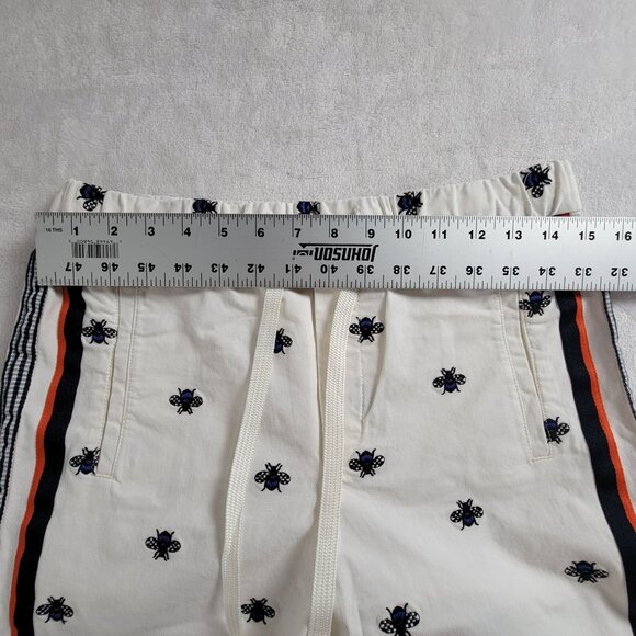 Maeve Anthropologie Women Bee Embroidered Cotton Pants XS White Side Stripes - Picture 8 of 12